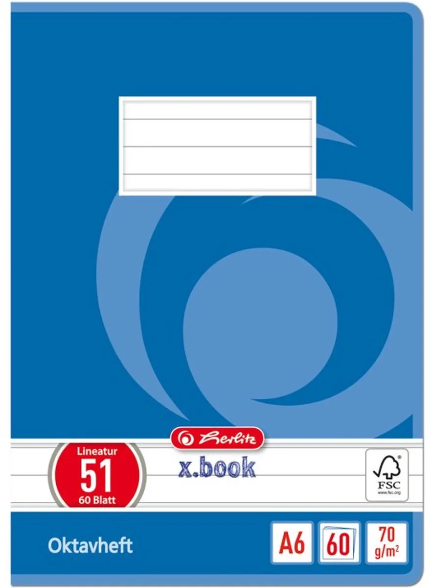 Herlitz 285619 schrijfblok & schrift A6 60 vel de Herlitz en Multicolore – photo produit