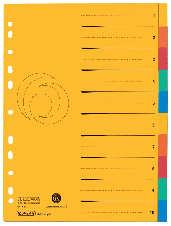 Karton-Register, A4 Überbreite, 10-teilig, blanko by Herlitz – product photo