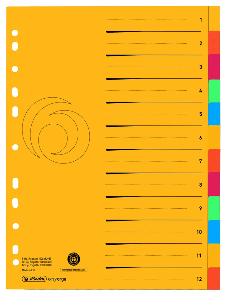 Karton-Register, A4 Überbreite, 12-teilig by Herlitz – product photo