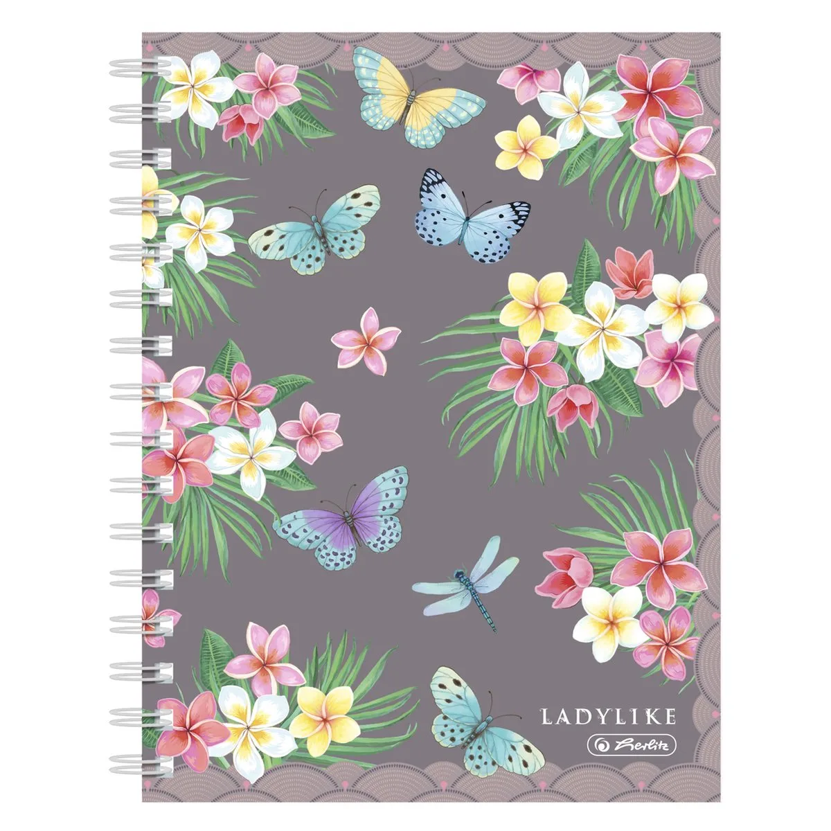 Ladylike Butterflies schrijfblok & schrift A5 100 vel Grijs, Meerkleurig van Herlitz in Grijs, Meerkleurig – productfoto
