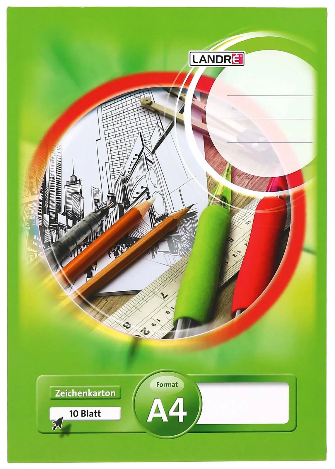 LANDRÉ® Zeichenblock DIN A4, 10 Blatt de Herlitz – photo produit