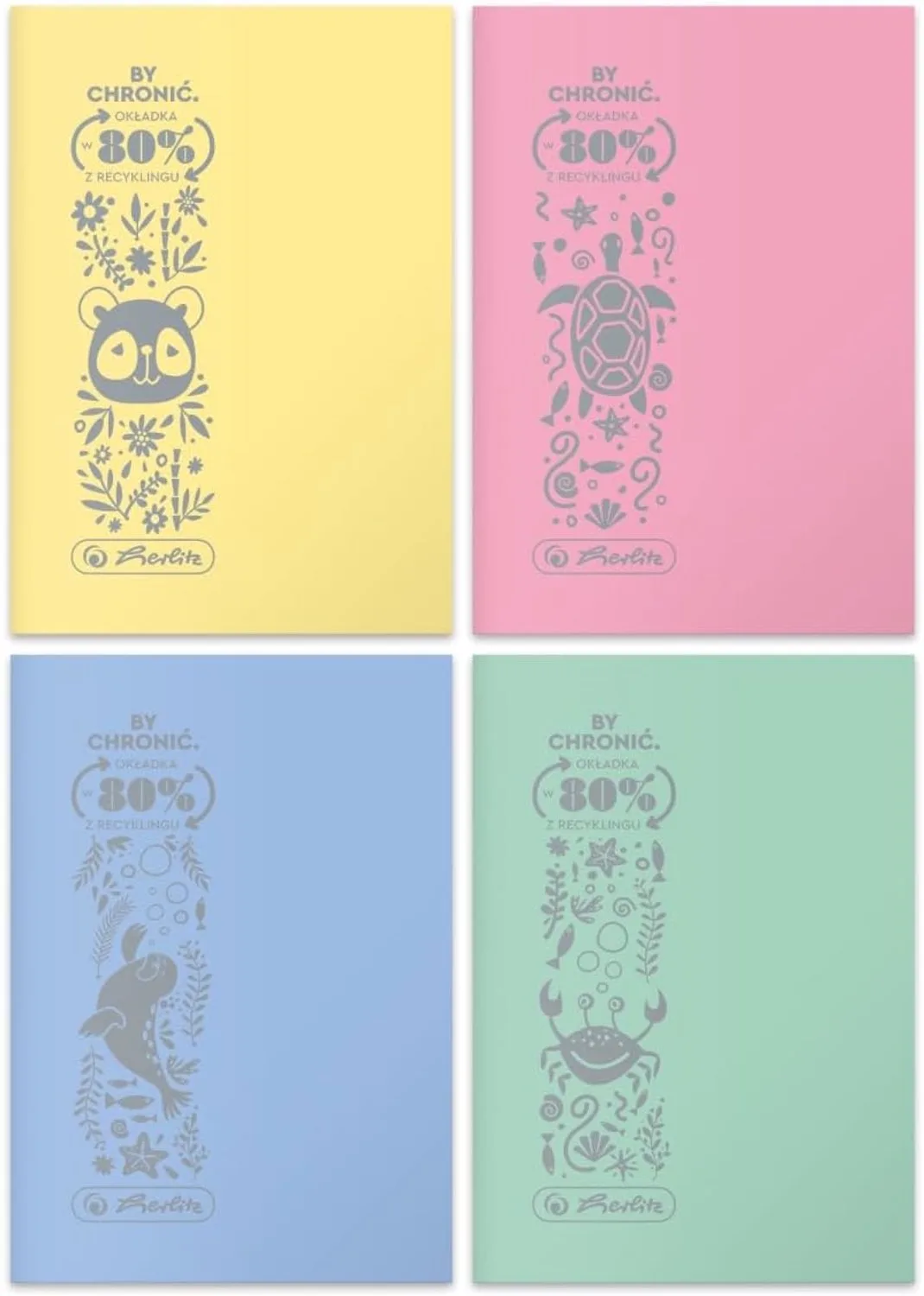 Merkloos A5 Schriften 32 Vel, Eco PP, Pastel Kleuren, Gelinieerd by Herlitz – product photo