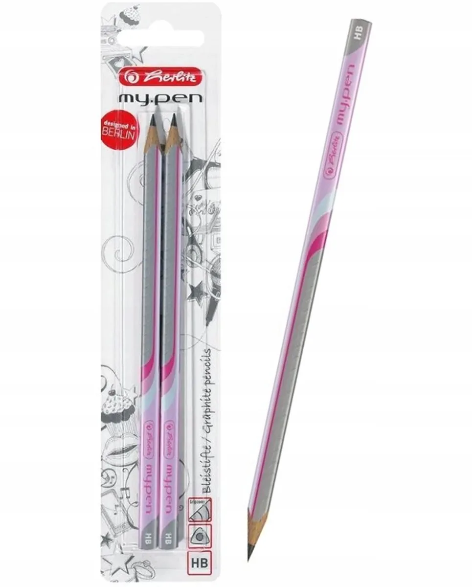 My.Pen Potloodset 2 Stuks Roze HB de Herlitz en Roze-grijs – photo produit