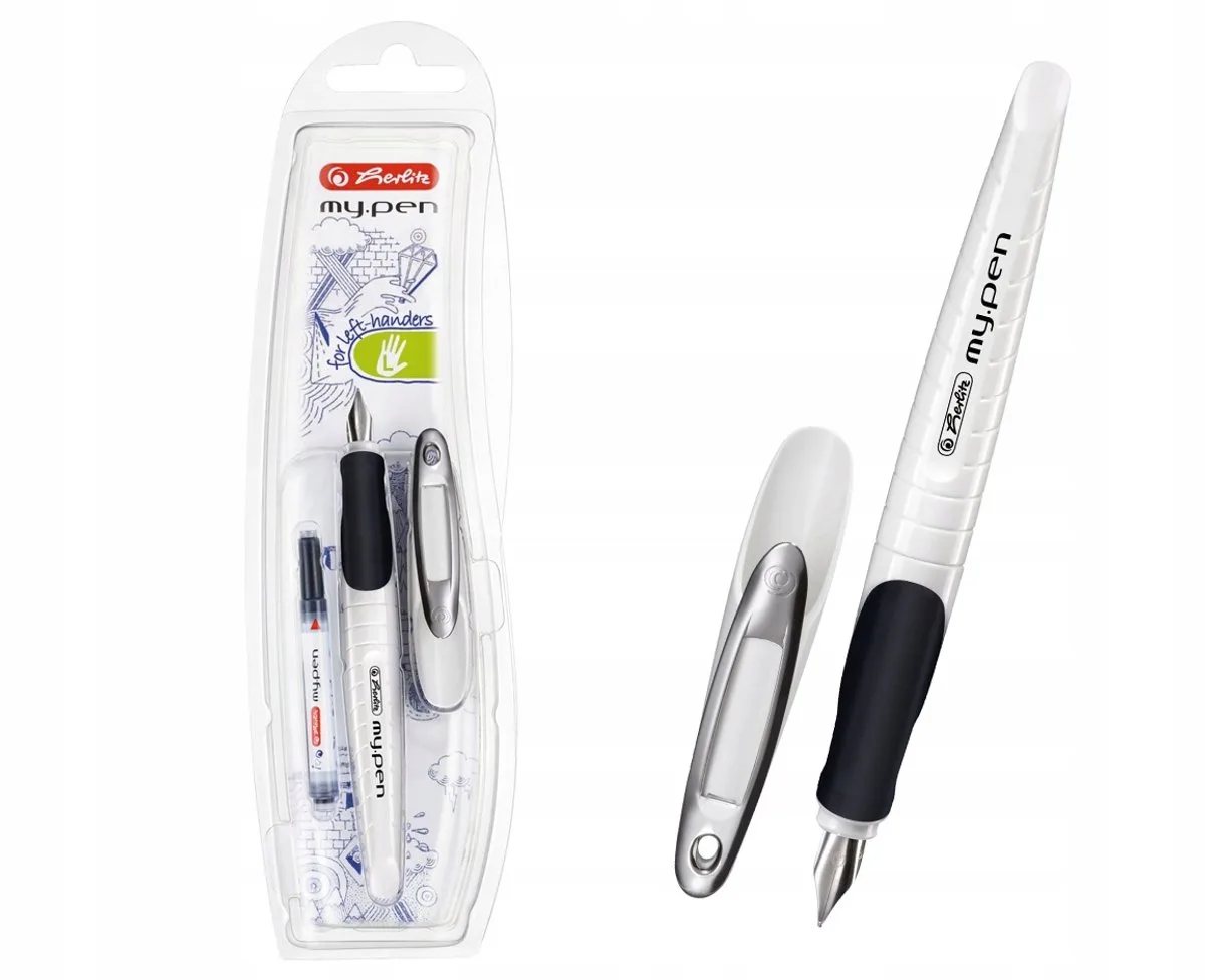 my.pen style vulpen voor linkshandigen, M-punt, blauwe inkt fra Herlitz – produktbillede