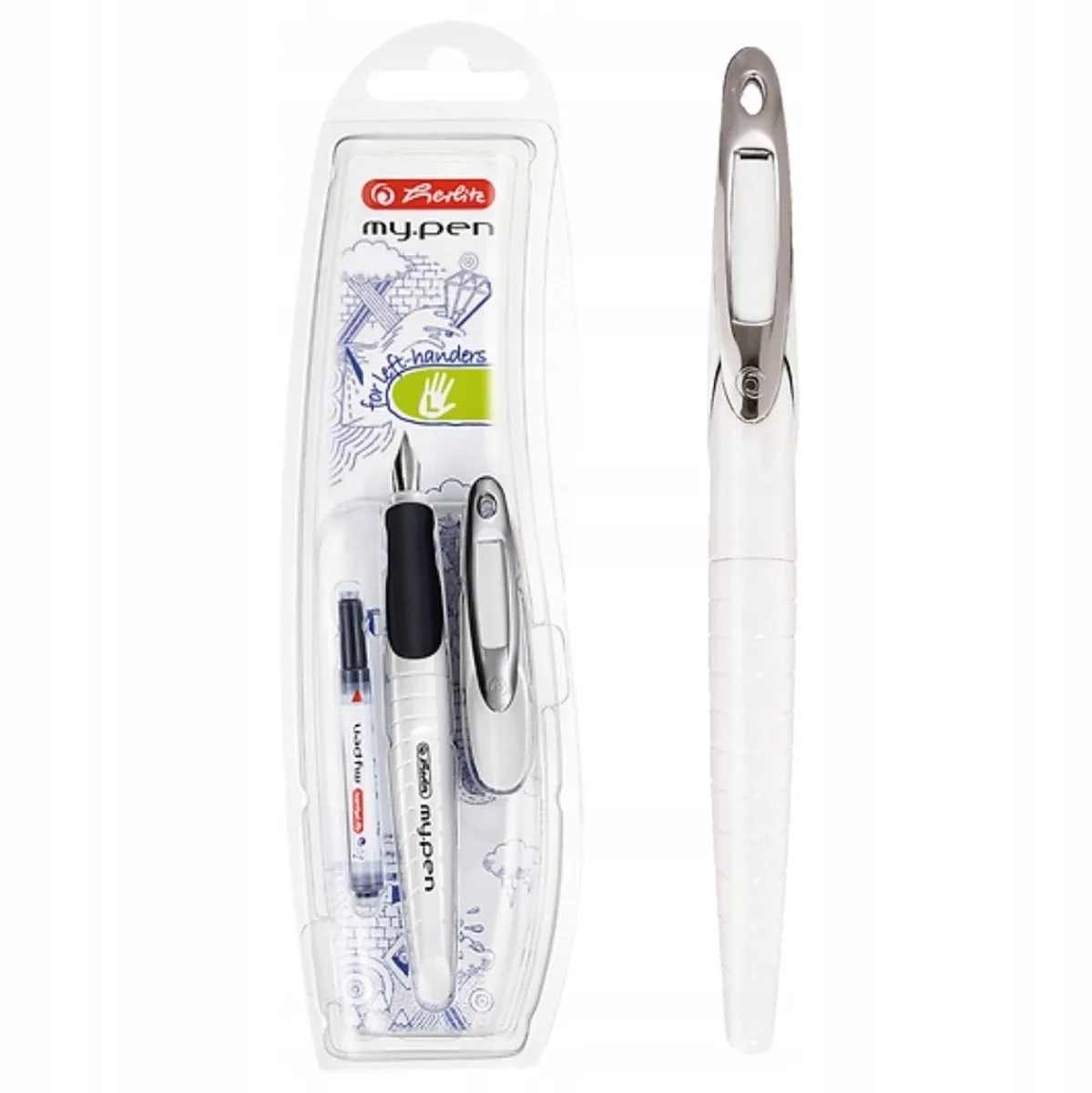 my.pen vulpen voor linkshandigen - mix van kleuren de Herlitz en Blanc – photo produit