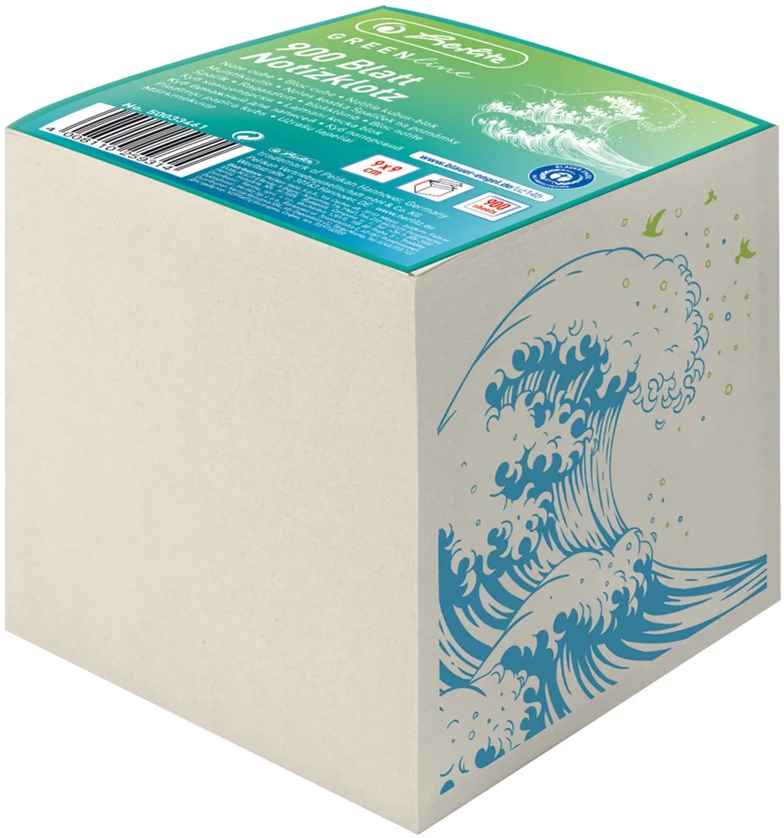 notitieblok GREENline, 90 x 90 mm, 80 g/m² de Herlitz en Gris – photo produit