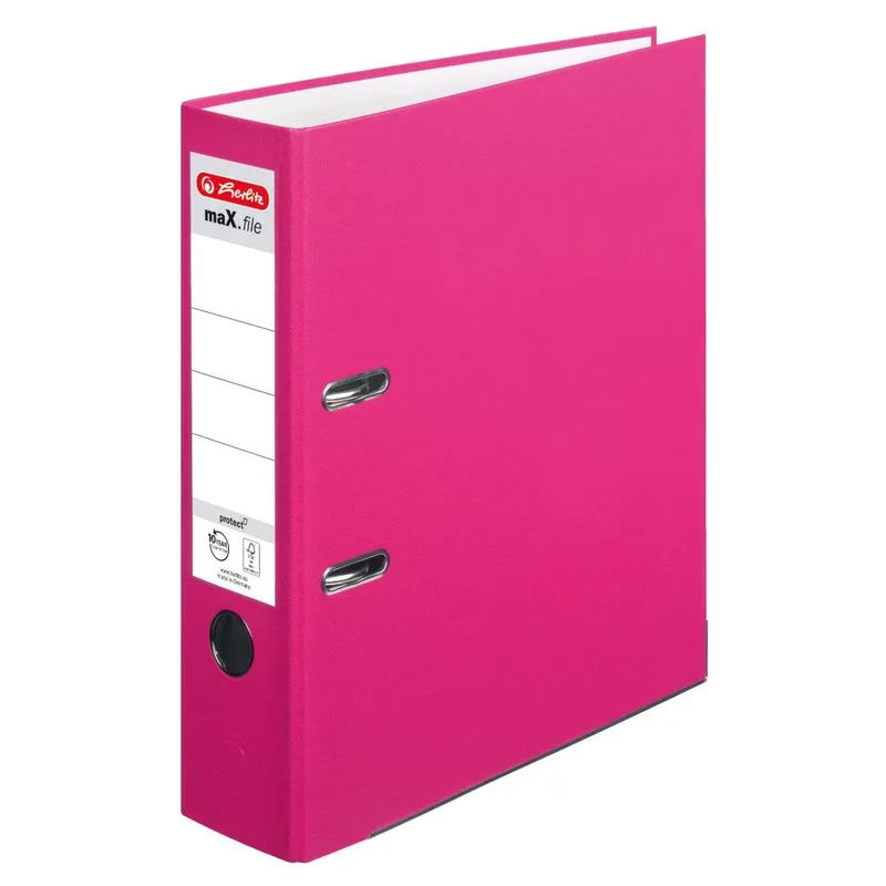 Ordner maX.file protect A4 8cm pink Einstecksch. von Herlitz – Produktfoto