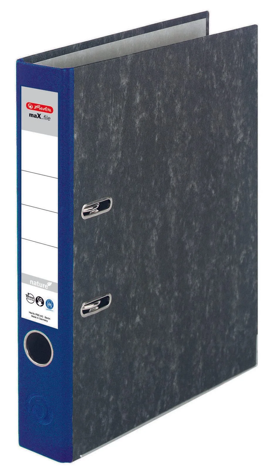 Ordner Rückenbreite 5 cm DIN A4 Karton blau marmoriert von Herlitz – Produktfoto