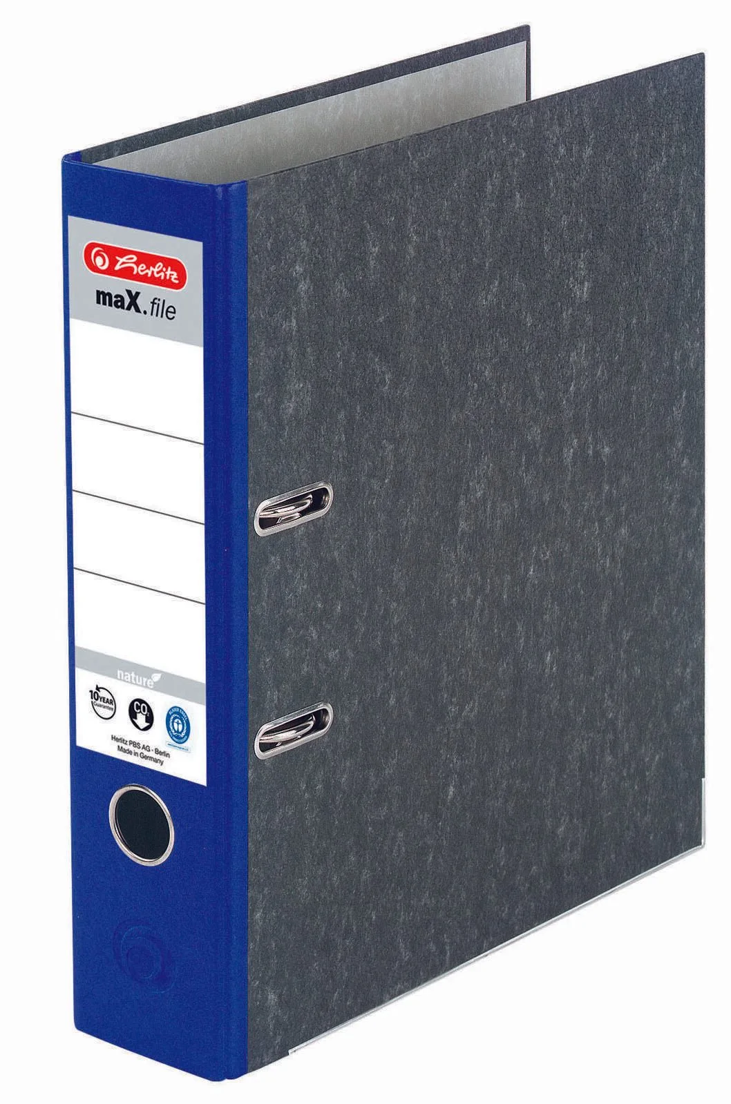 Ordner Rückenbreite 8 cm DIN A4 Karton blau marmoriert van Herlitz – productfoto
