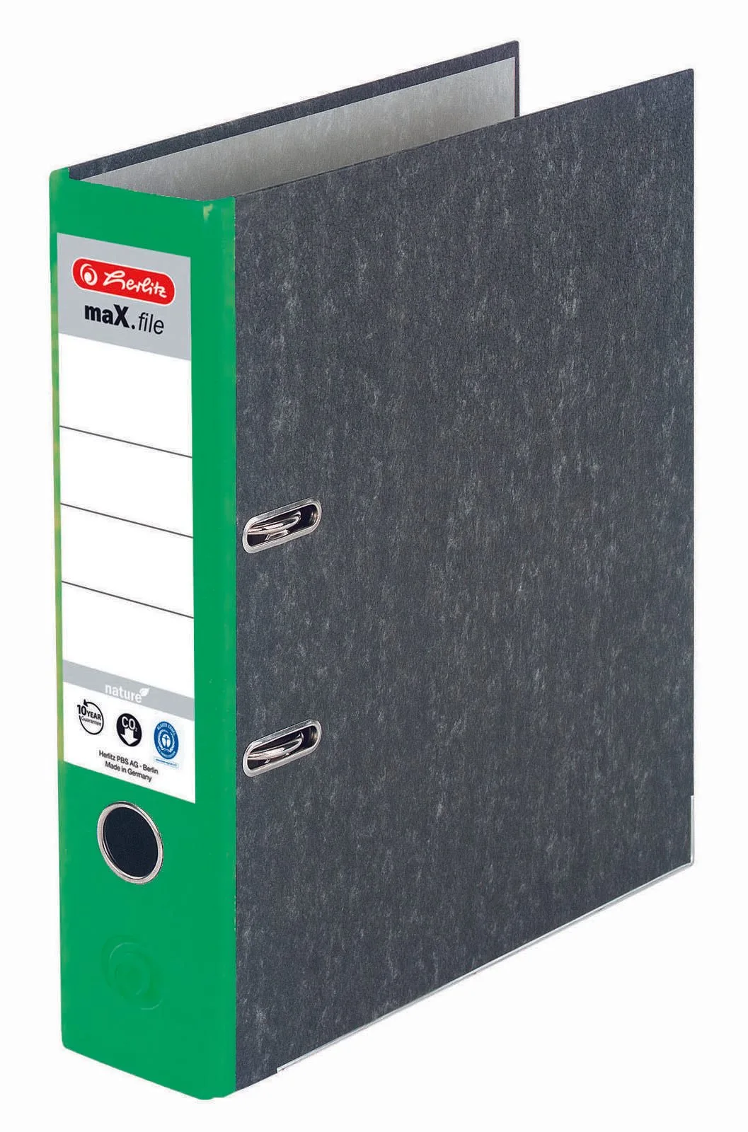 Ordner Rückenbreite 8 cm DIN A4 Karton grün marmoriert fra Herlitz – produktbillede