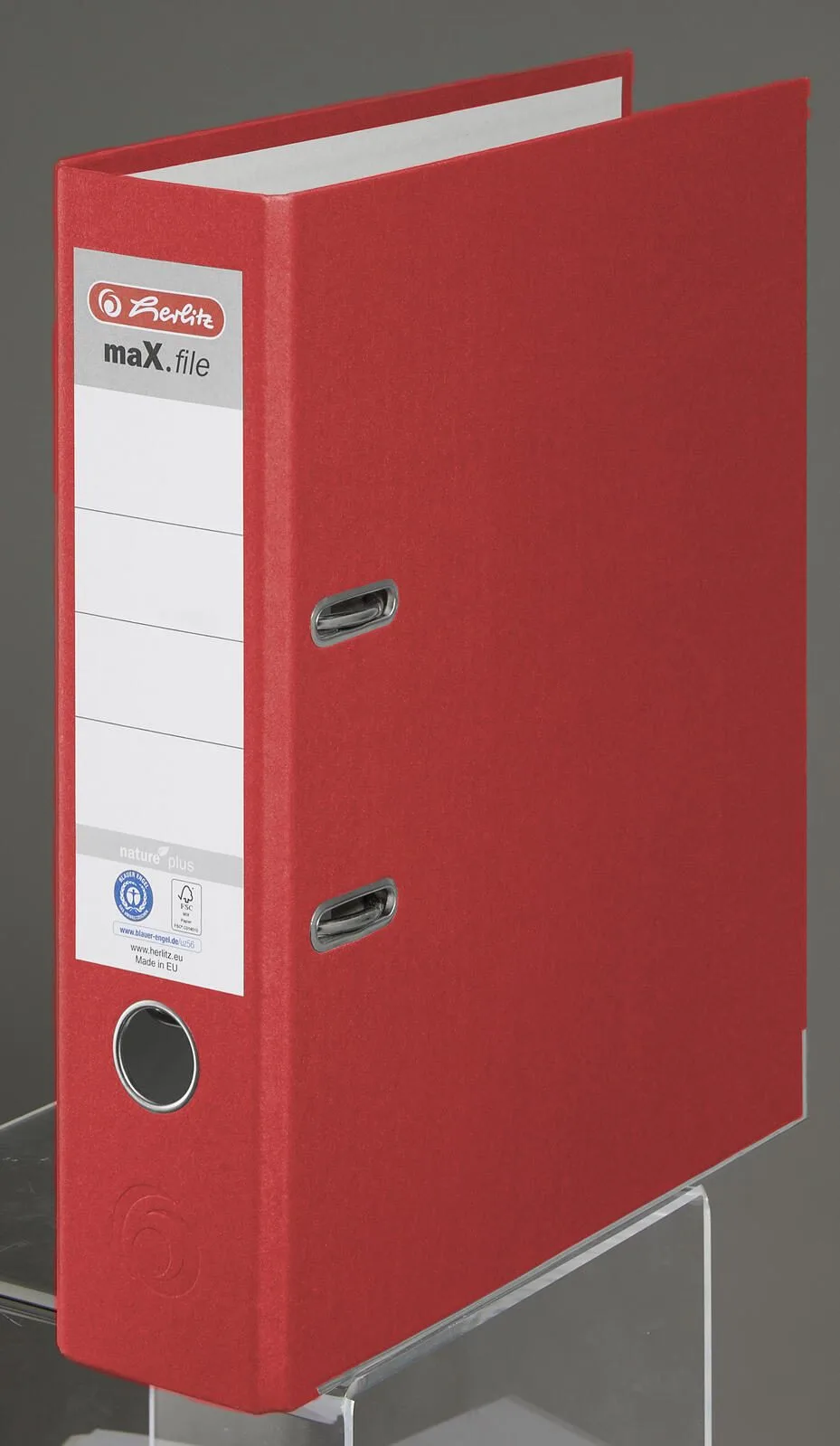 Ordner Rückenbreite 8 cm DIN A4 Karton rot van Herlitz – productfoto