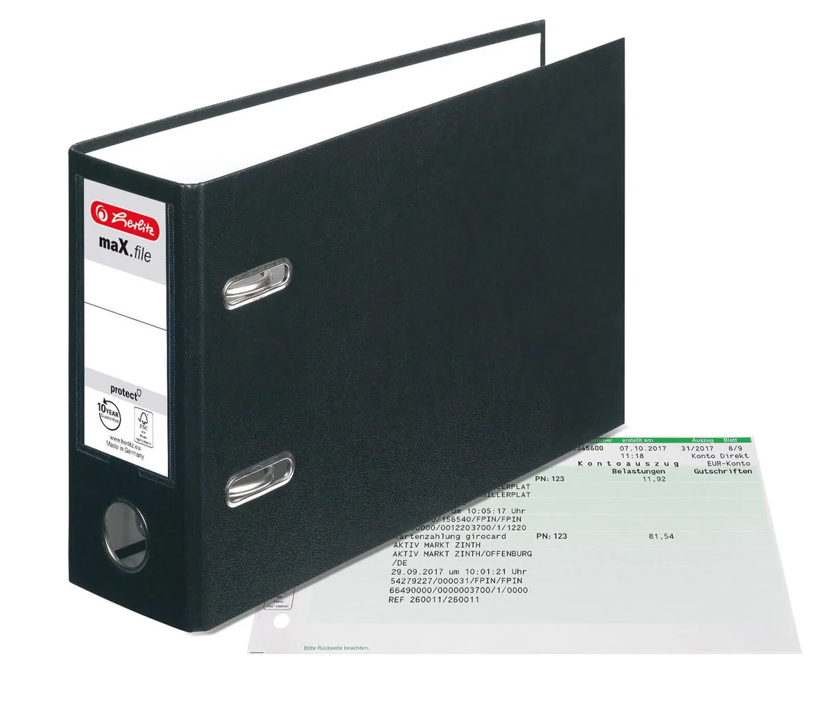 Ordner Rückenbreite 8 cm DIN A5 quer Karton schwarz fra Herlitz – produktbillede