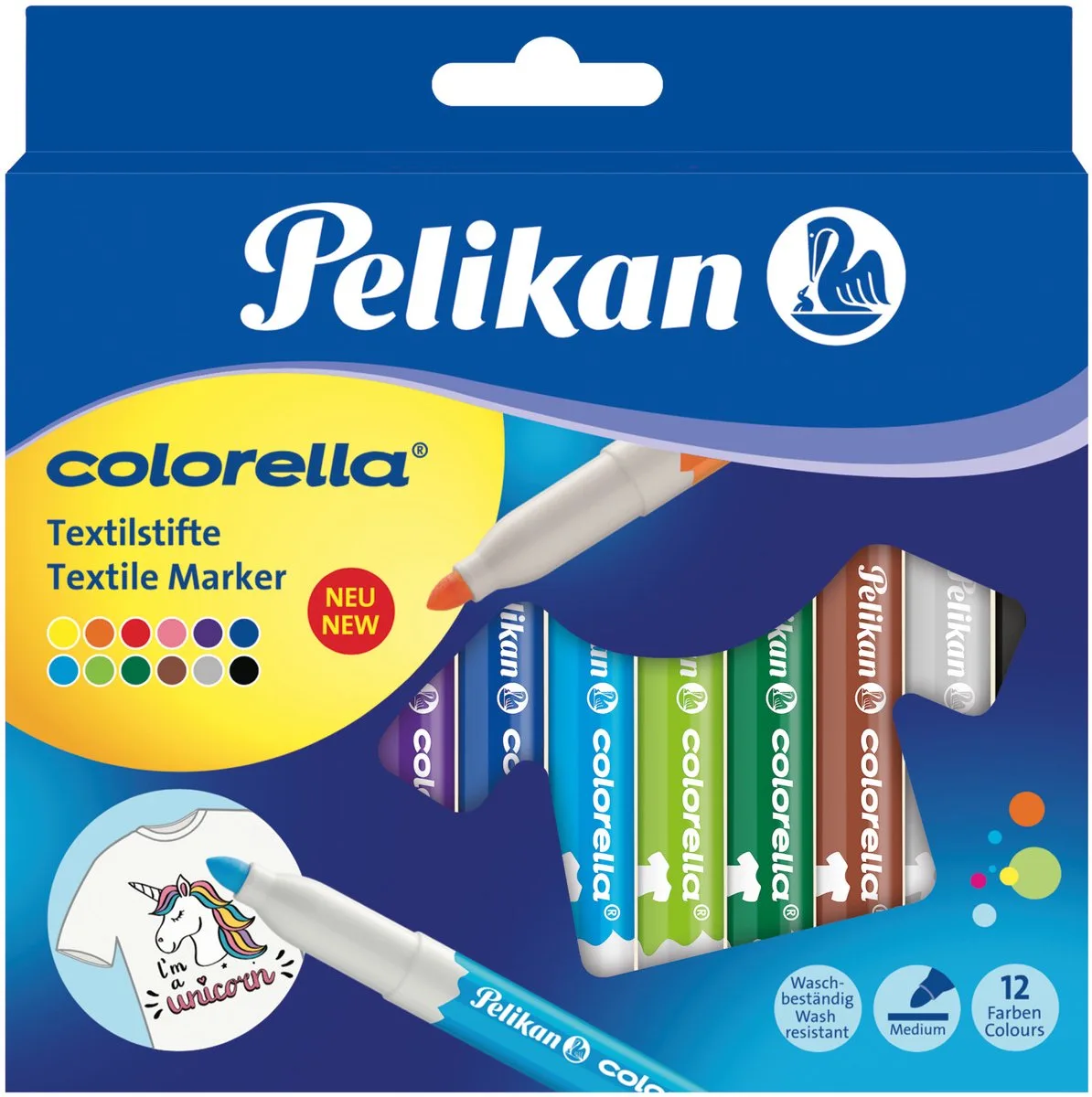 Pelikaan – Textiel Markers – 12 Kleuren – Handig in Gebruik de Herlitz – photo produit