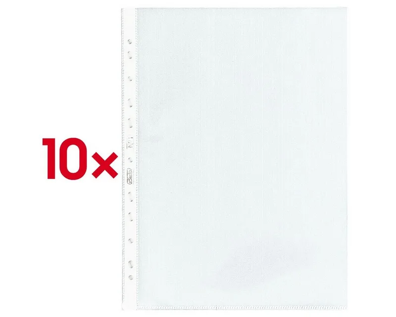 Prospekthülle, 10 Stück, glasklar, Format A4, Eurolochung, oben offen de Herlitz en Blanc – photo produit