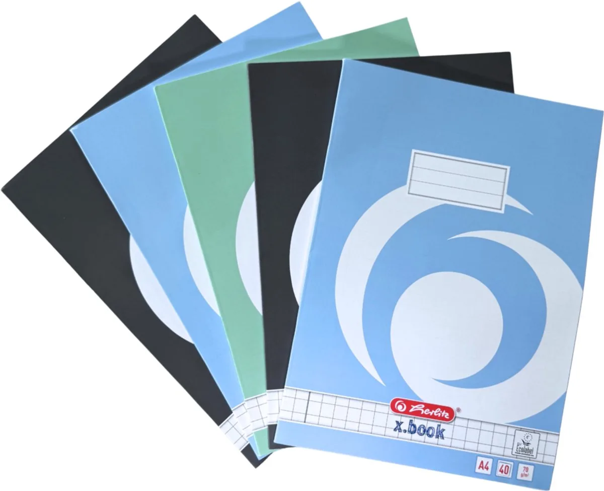 schriften - A4 - ruit 10 mm - 40 vel - 5 stuks de Herlitz en Assorti – photo produit