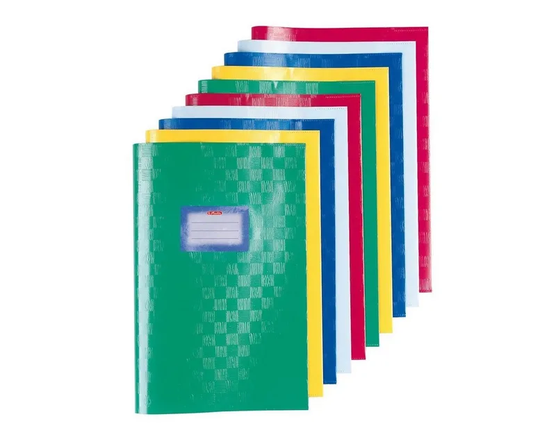 Schulheft 10 Herlitz Heftumschläge / Hefthüllen DIN A5 / Baststruktur / 5 Farben by Herlitz – product photo