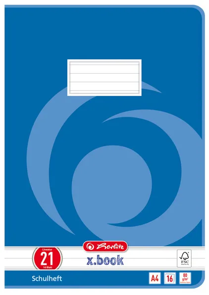 Schulheft x.book, DIN A4, Lineatur 22 / kariert de Herlitz – photo produit