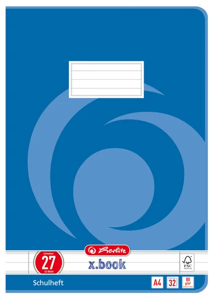 Schulheft x.book, DIN A4, Lineatur 40 / kariert de Herlitz – photo produit