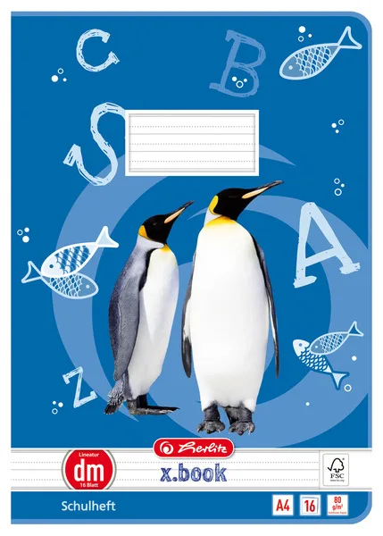 Schulheft x.book, DIN A4, Lineatur dm / liniert fra Herlitz – produktbillede