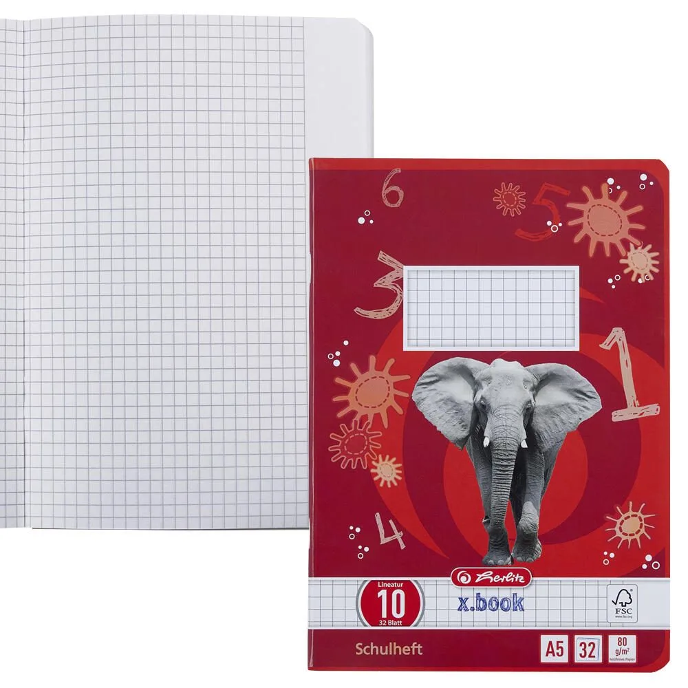 Schulheft x.book Lineatur 10 kariert DIN A5 fra Herlitz – produktbillede