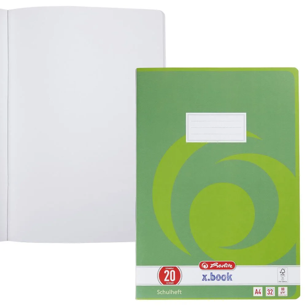 Schulheft x.book Lineatur 20 blanko DIN A4 från Herlitz – produktbild