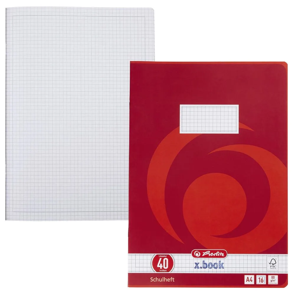 Schulheft x.book Lineatur 40 kariert DIN A4 fra Herlitz – produktbillede