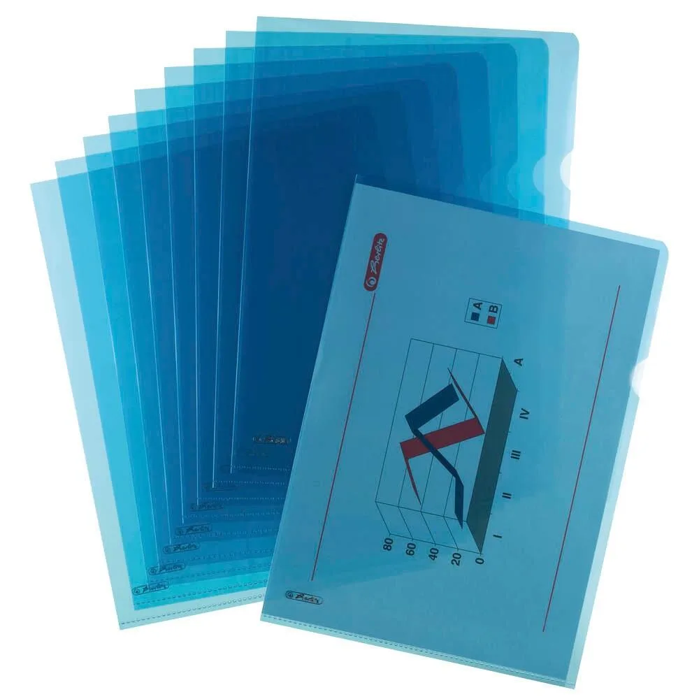 Sichthüllen Aktenhülle DIN A4 blau genarbt 0,19 mm - 10 Stück van Herlitz – productfoto