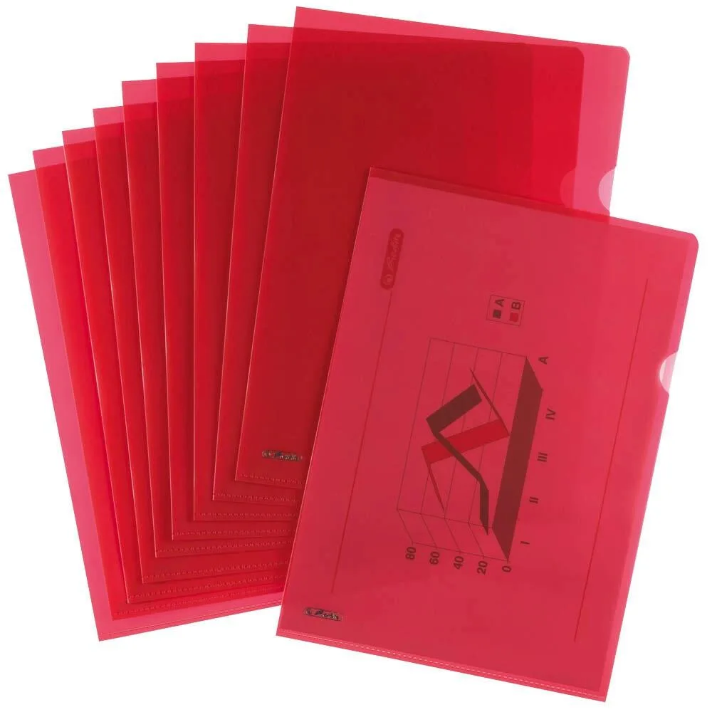Sichthüllen Aktenhülle DIN A4 rot genarbt 0,19 mm - 10 Stück de Herlitz – photo produit