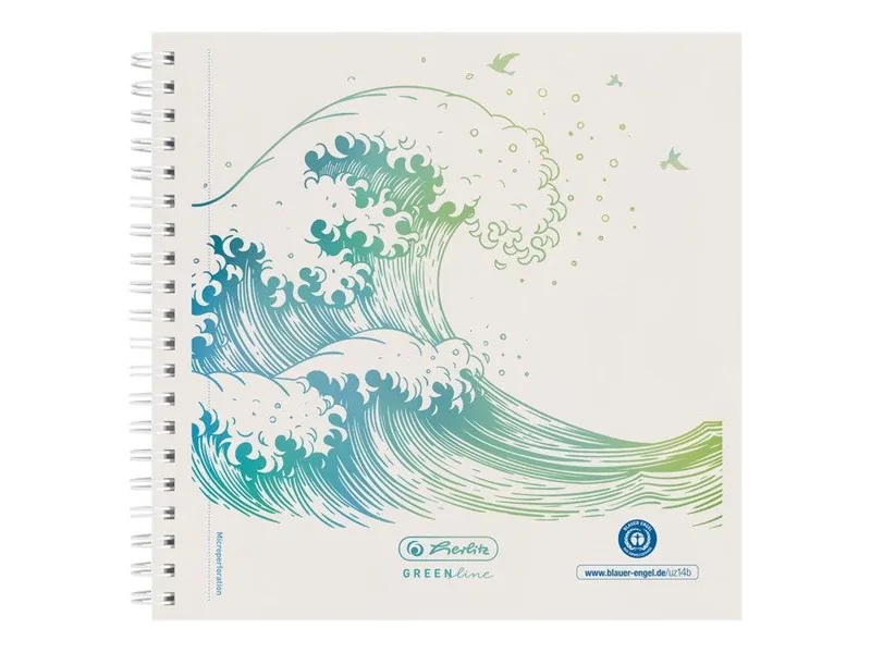 Spiralblock 14,8x14,8 100Bl.punktiert GREENline Well von Herlitz – Produktfoto
