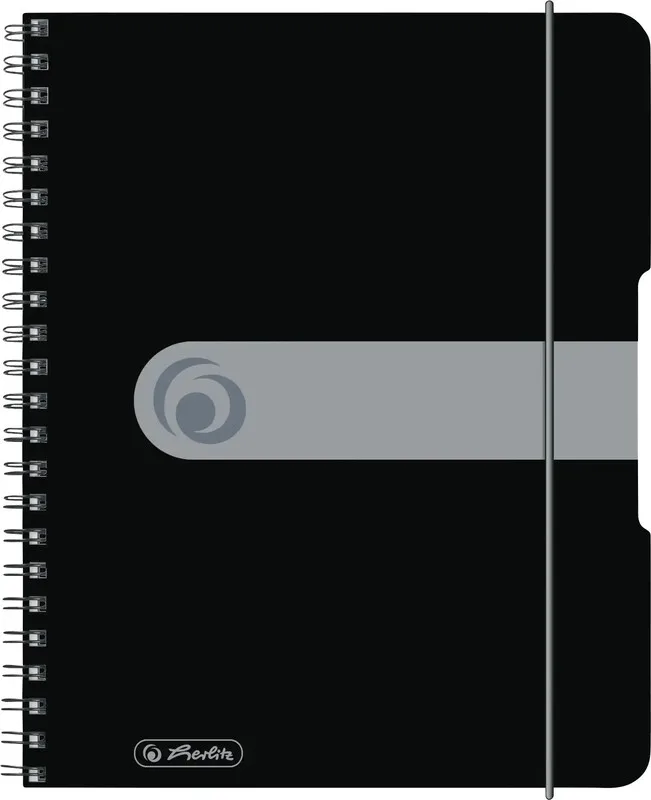 Spiralblock für unterwegs A5, 80 Blätter, Schwarz, kariert, Speziallineatur von Herlitz – Produktfoto