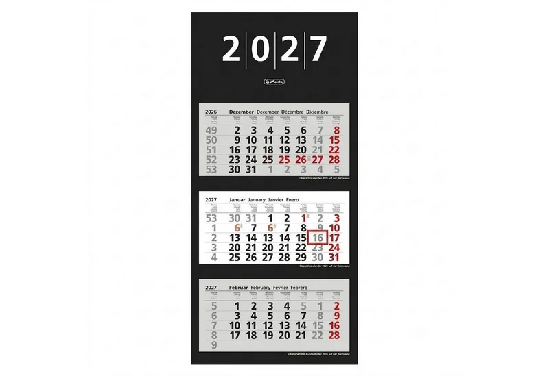 Wandkalender herlitz 3-Monats-Wandkalender 2027 von Herlitz – Produktfoto