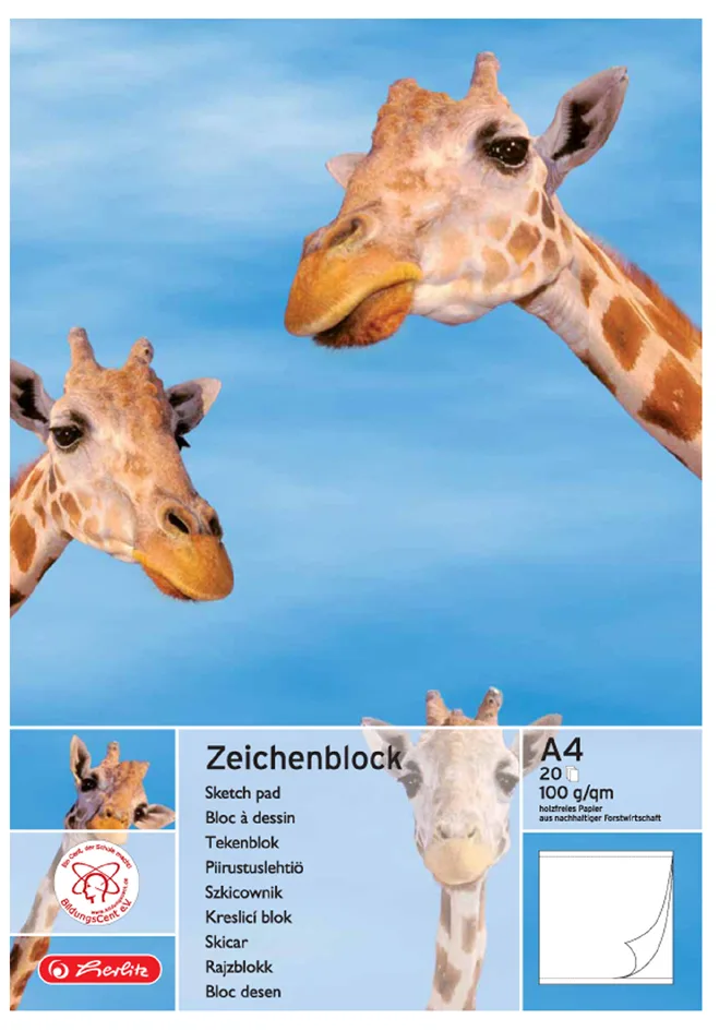 Zeichenblock DIN A4, 100 g/qm, 20 Blatt från Herlitz – produktbild