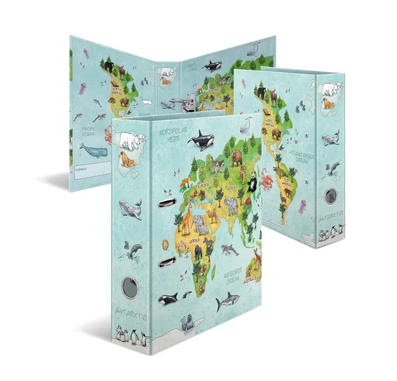 Aktenordner mit Motiv A4 7cm Weltkarte de Herma en Multicolore – photo produit