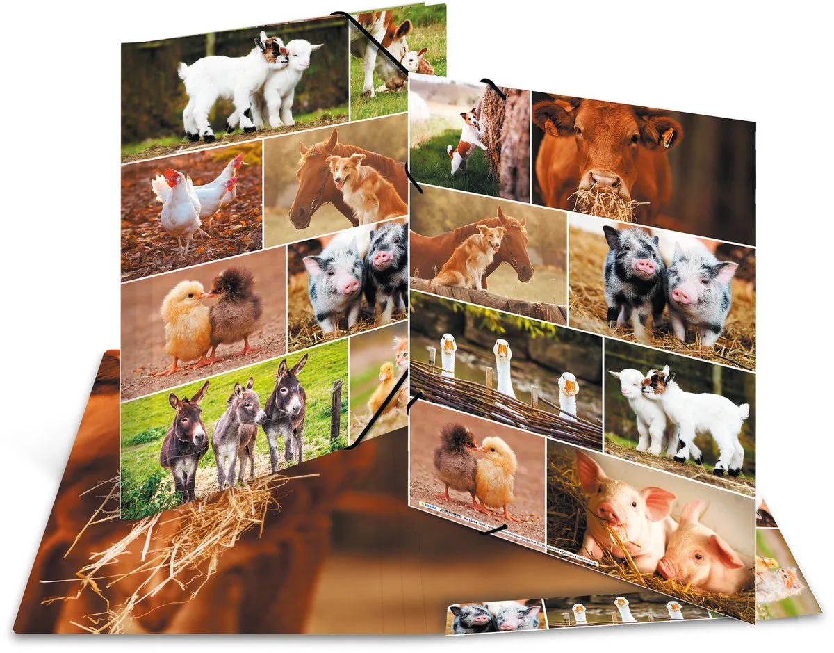 Elastomappen A3 Karton boerderijdieren by Herma in Multicolour – product photo