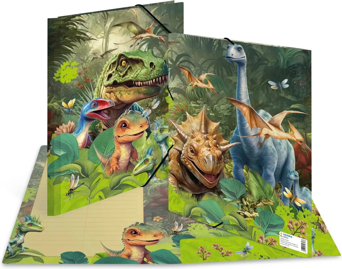 Elastomappen A4 Carton Dino World de Herma en Multicolore – photo produit
