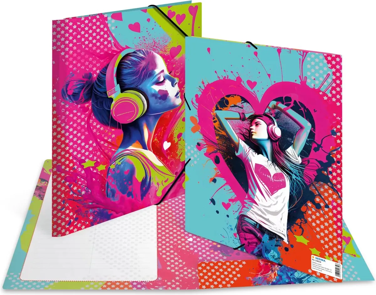 Elastomappen A4 Carton Music Girl van Herma in Meerkleurig – productfoto