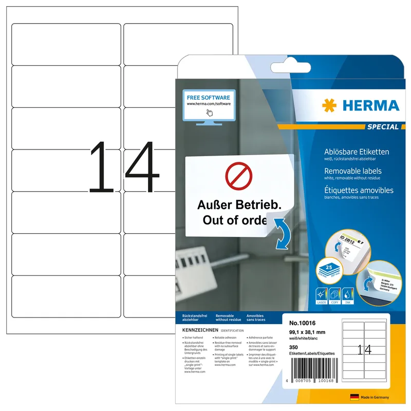 Etiket herma 10016 99.1x38.1mm verw wit 350st | 32 stuks de Herma – photo produit