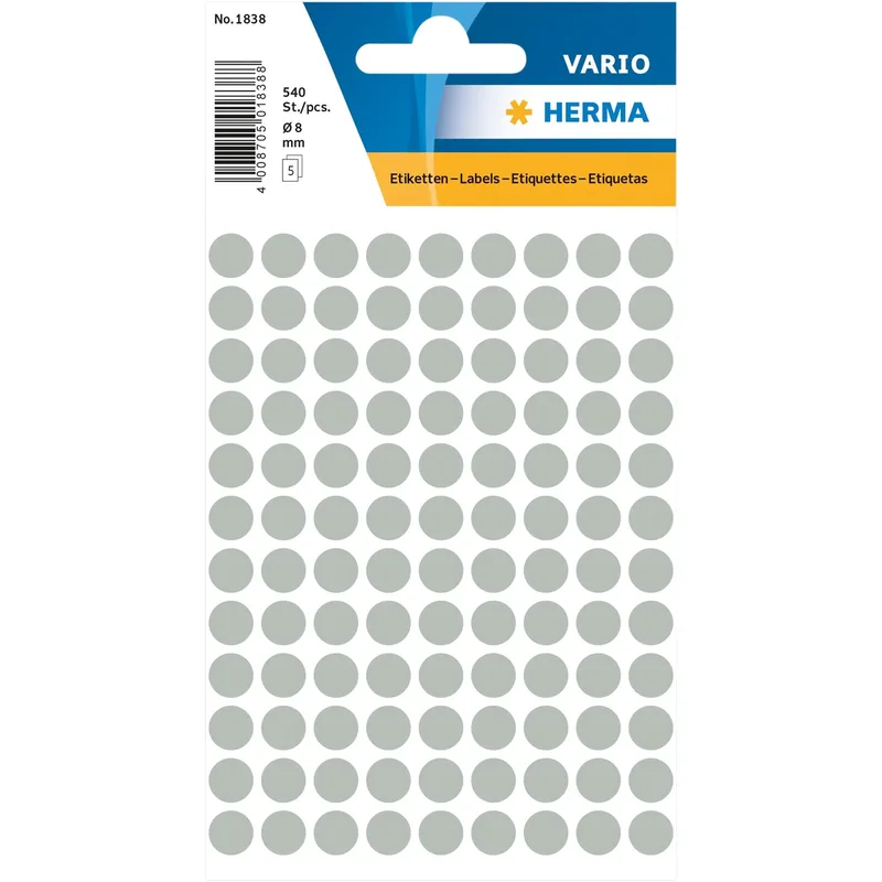 Etiket herma 1838 rond 8mm grijs 540st | 10 stuks by Herma – product photo