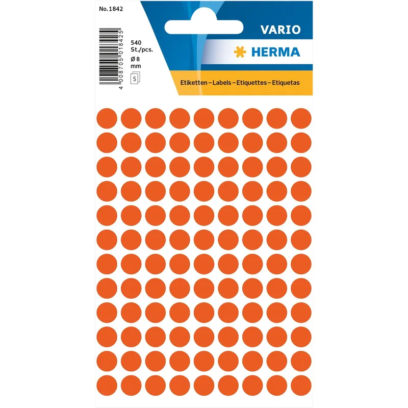 Etiket herma 1842 rond 8mm rood 540st | 10 stuks by Herma – product photo