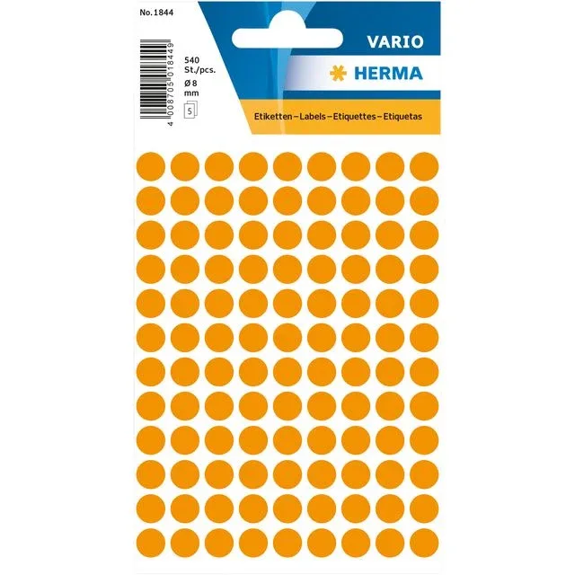 Etiket herma 1844 rond 8mm fluor oranje 540st | 10 stuks van Herma – productfoto