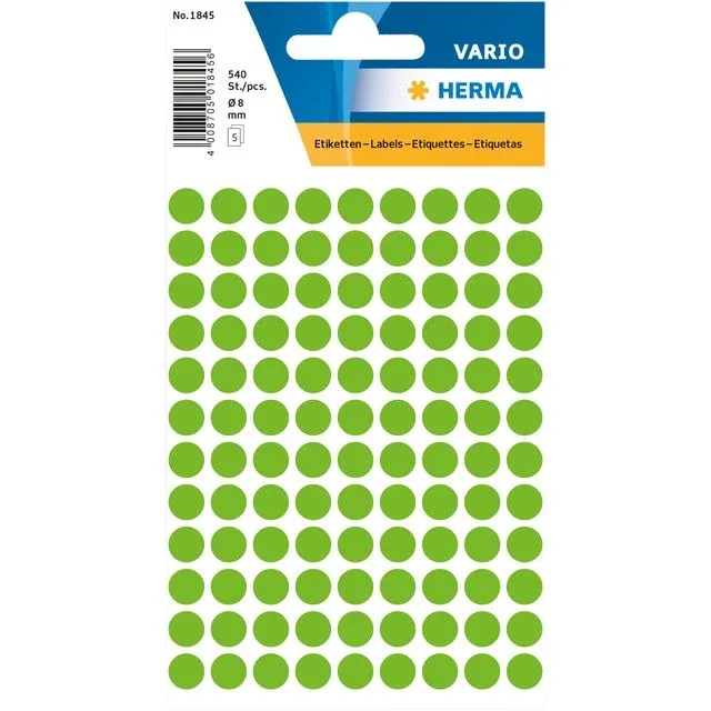 Etiket herma 1845 rond 8mm groen 540st | 10 stuks by Herma – product photo