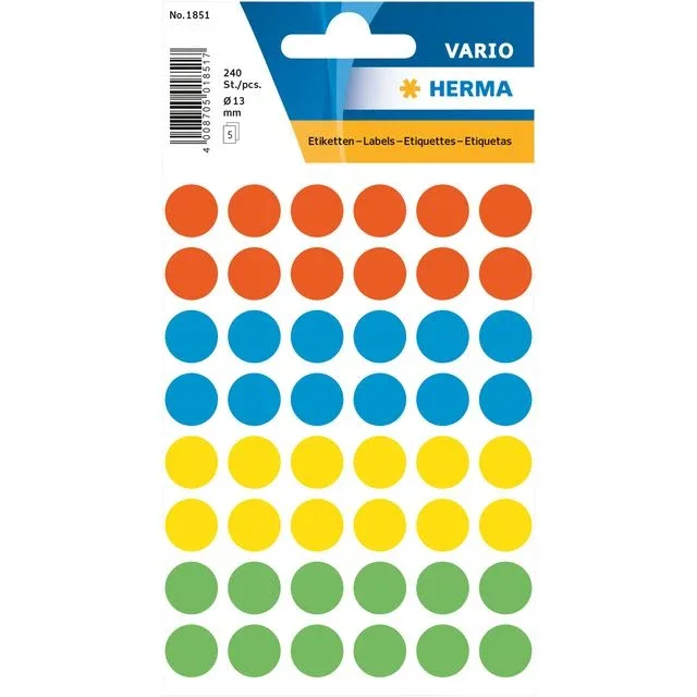 Etiket herma 1851 rond 12mm assorti 240st | 10 stuks by Herma – product photo