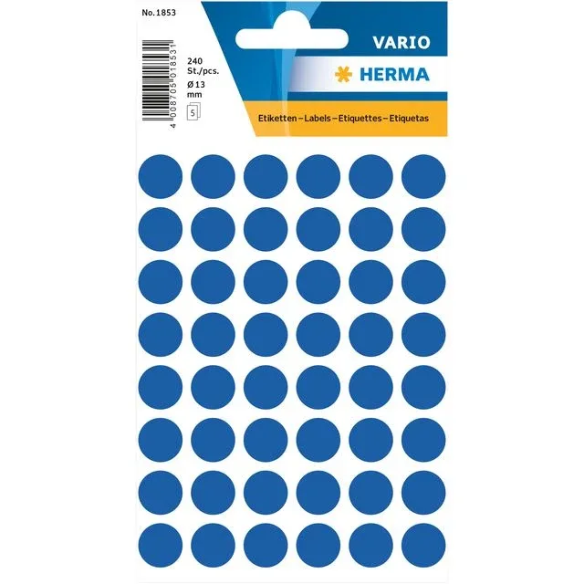 Etiket herma 1853 rond 13mm donkerblauw 240st | 10 stuks by Herma – product photo