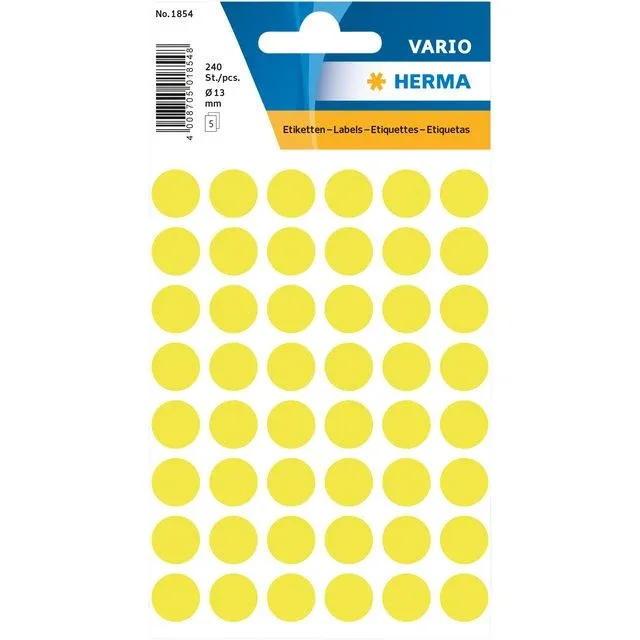Etiket herma 1854 rond 12mm fluor geel 240st | 10 stuks by Herma – product photo