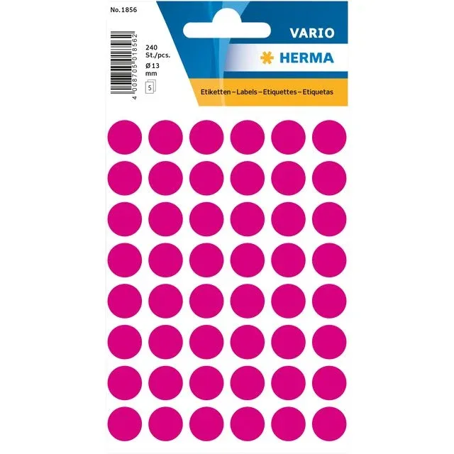 Etiket herma 1856 rond 13mm roze 240st | 10 stuks van Herma – productfoto