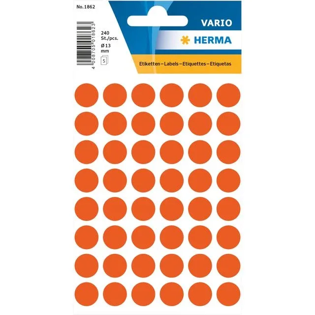 Etiket herma 1862 rond 12mm rood 240st | 10 stuks van Herma – productfoto
