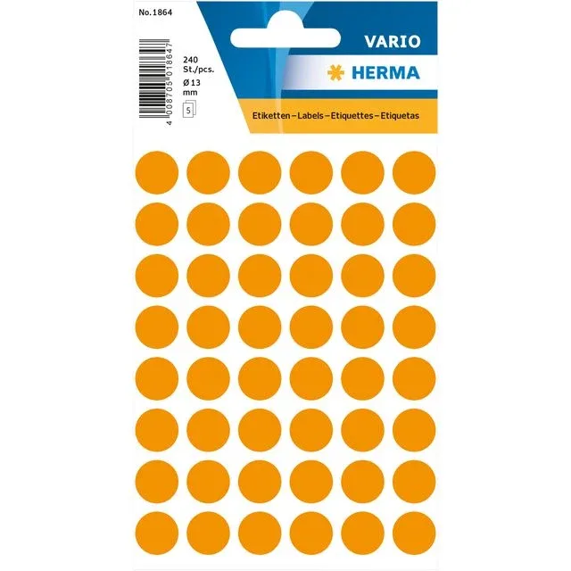 Etiket herma 1864 rond 12mm fluor oranje 240st | 10 stuks by Herma – product photo
