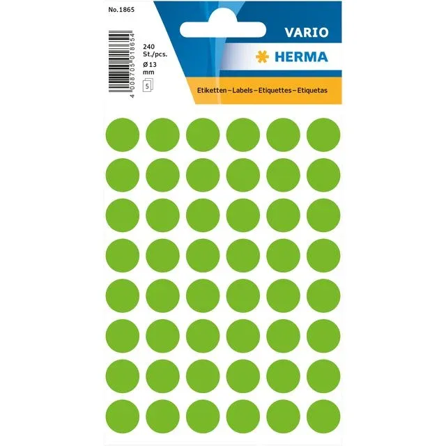 Etiket herma 1865 rond 12mm groen 240st | 10 stuks by Herma – product photo