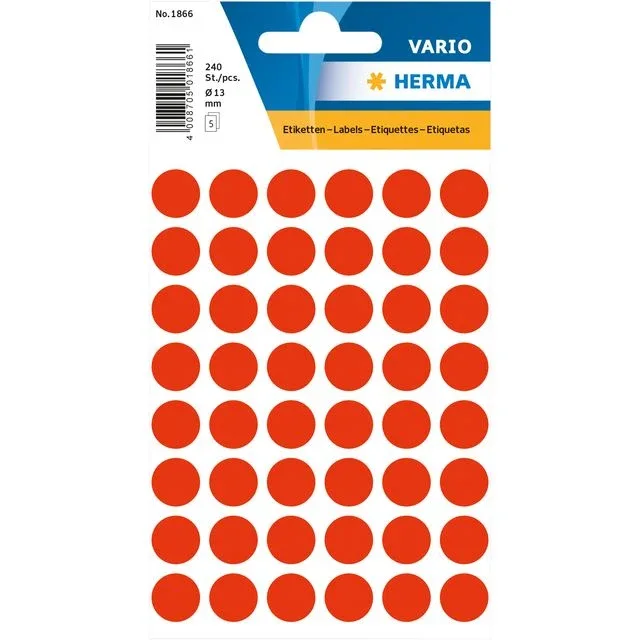 Etiket herma 1866 rond 12mm fluor rood 240st | 10 stuks van Herma – productfoto