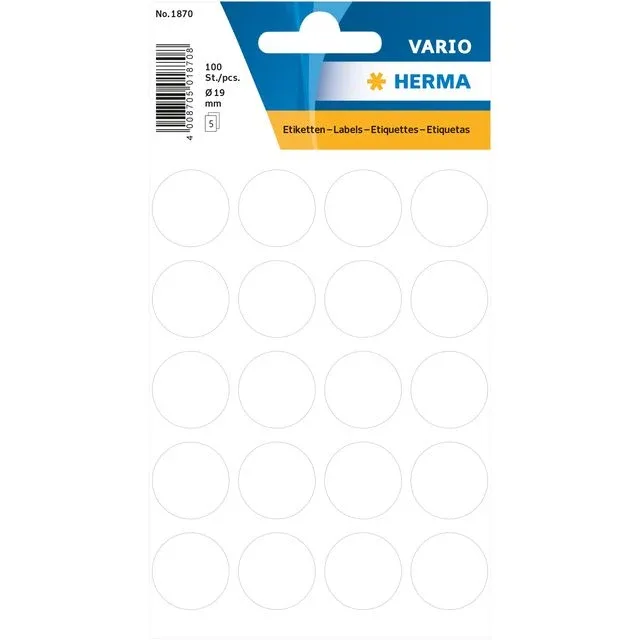 Etiket herma 1870 rond 19mm wit 100st | 10 stuks de Herma – photo produit